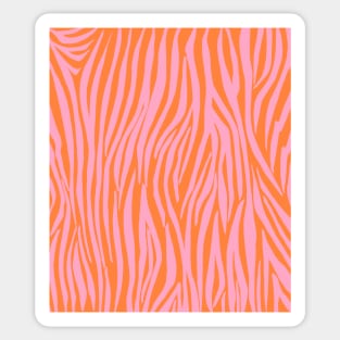 Pink and Orange, Pastel, Zebra Stripes, Pattern Sticker